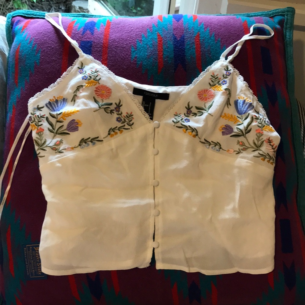 white floral tank